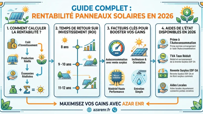Analyse de la rentabilité panneaux solaires 2026 par Azar Enr